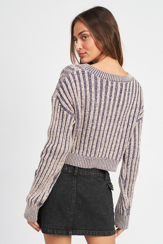 Cable Knit Stripe Sweater