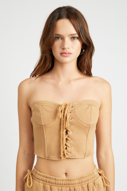 Strapless Lace Up Corset
