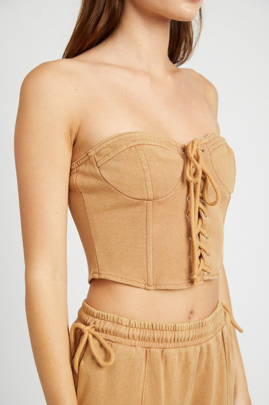 Strapless Lace Up Corset