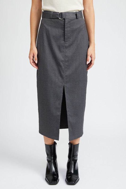 Pinstripe Pleated Skirt
