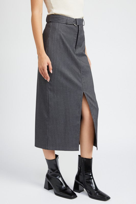 Pinstripe Pleated Skirt