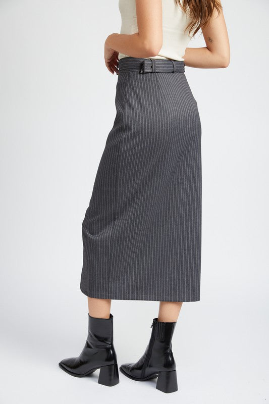 Pinstripe Pleated Skirt