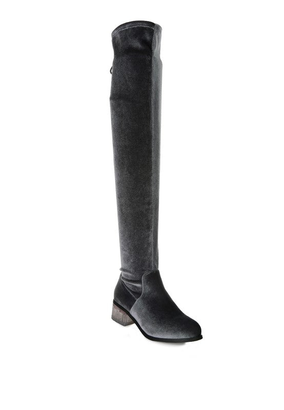 Velvet Over The Knee Boots