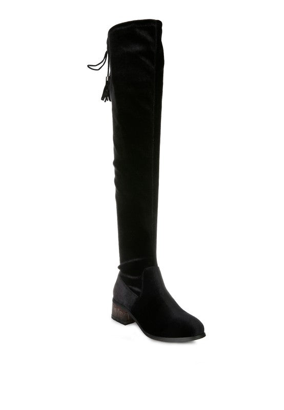 Velvet Over The Knee Boots