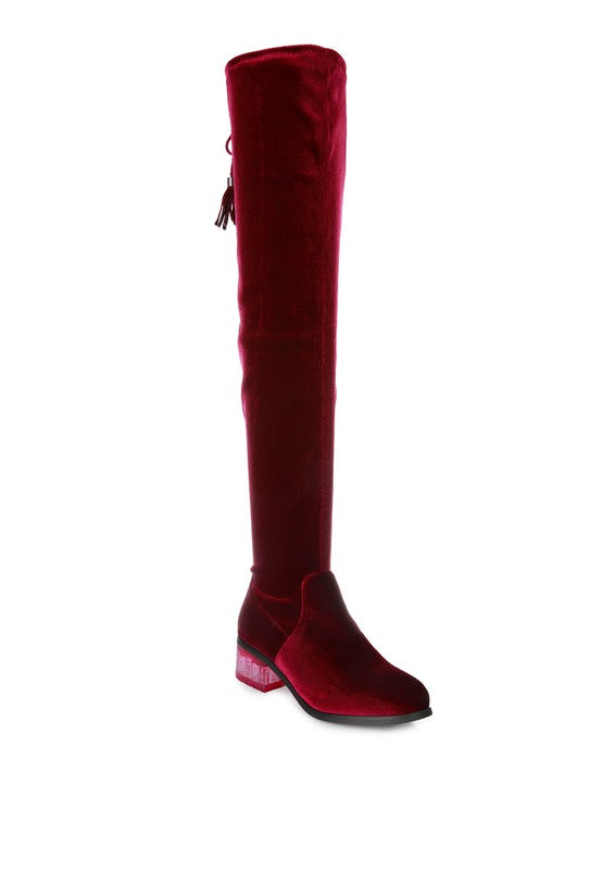 Velvet Over The Knee Boots