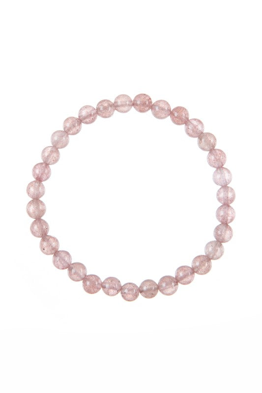 Strawberry Quartz Stone Bead Bracelet