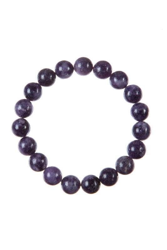 Phosphosiderite Stone Bead Stretch Bracelet