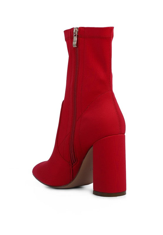 Lycra Block Heeled Boots