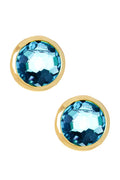 Sky Blue Crystal 8mm Post Earrings In Gold - GF