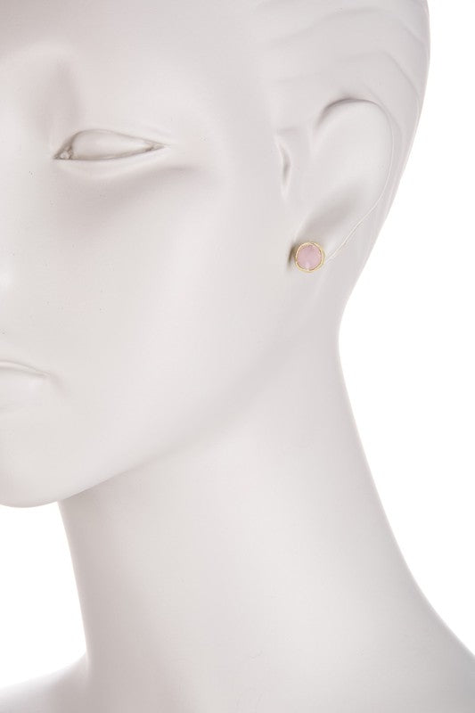 Rose Crystal 8mm Post Earrings In Gold - GF