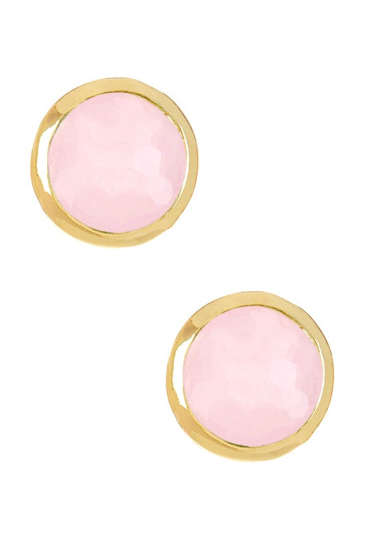 Rose Crystal 8mm Post Earrings In Gold - GF
