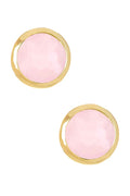 Rose Crystal 8mm Post Earrings In Gold - GF