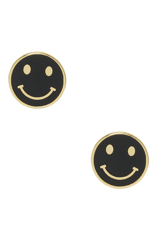 Happy Face Gold Dipped Post Earrings
