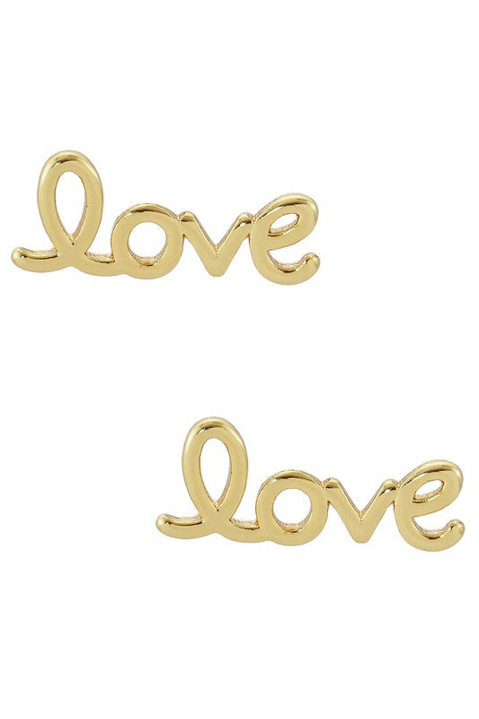 LOVE Lettering Gold Dipped Post Earrings