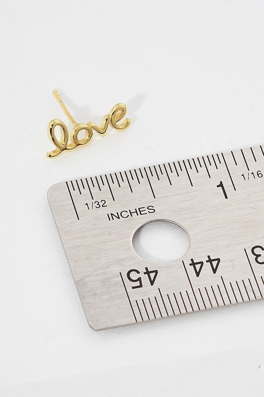 LOVE Lettering Gold Dipped Post Earrings