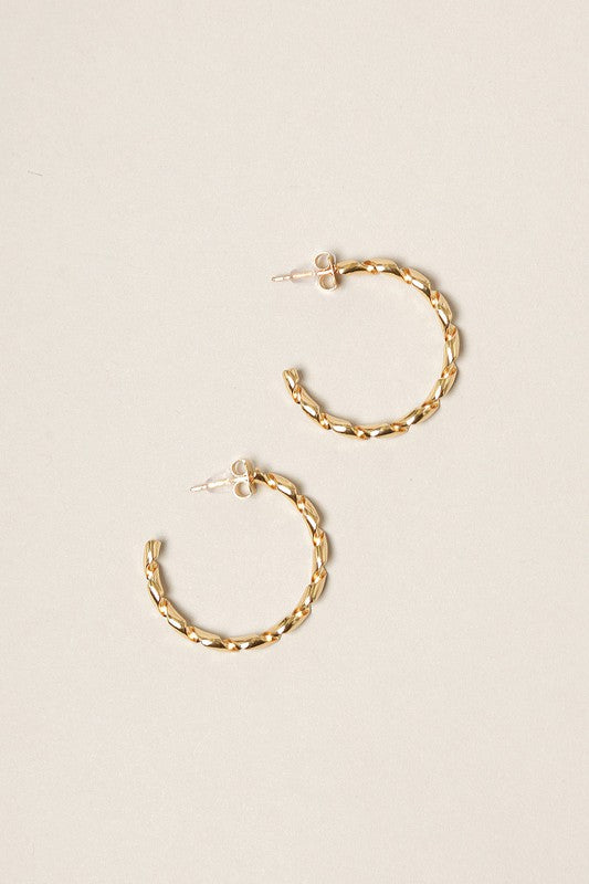 14K Gold Dipped Twisted Hoop Earrings