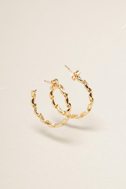 14K Gold Dipped Twisted Hoop Earrings