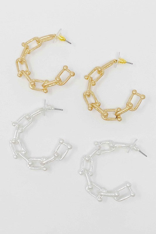 Chained Link Hoop Earrings