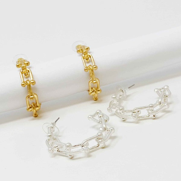 Chained Link Hoop Earrings