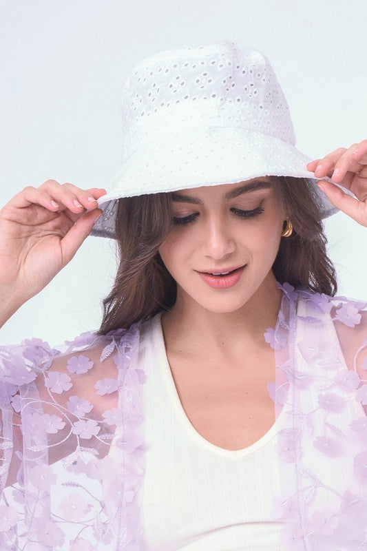 Floral Eyelet Bucket Hat