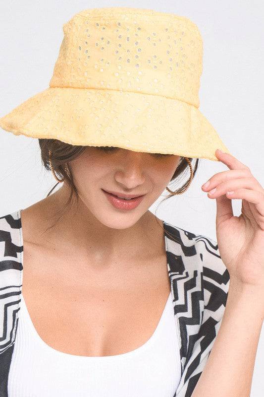 Floral Eyelet Bucket Hat