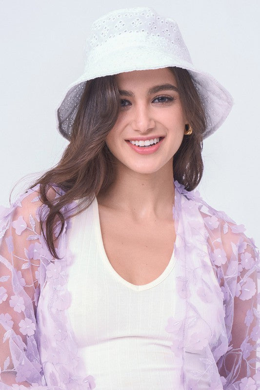 Floral Eyelet Bucket Hat