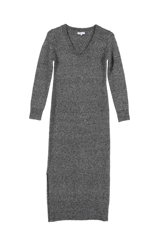 V-neck Sweater Maxi Dress